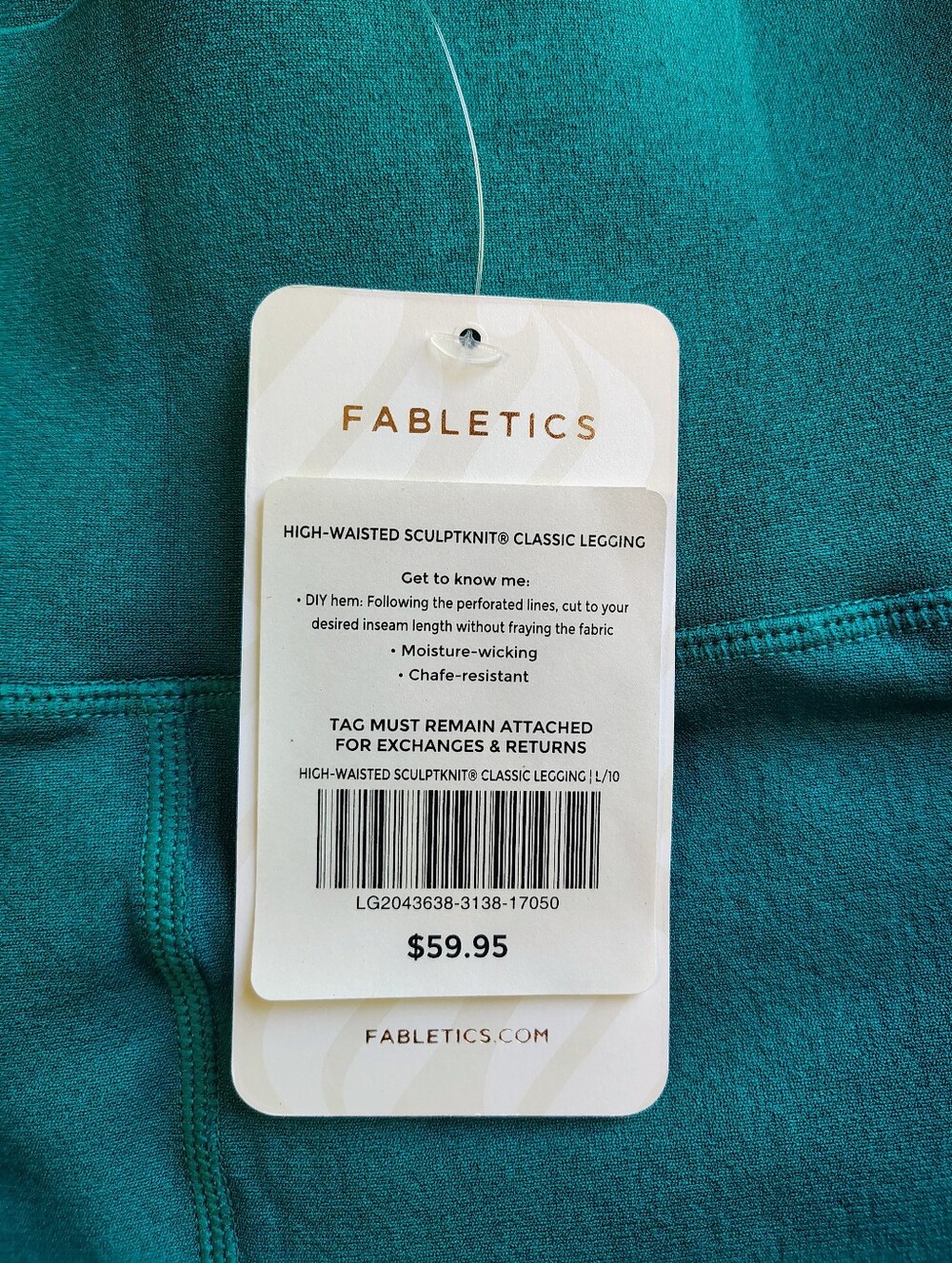 NWT Fabletics High Waisted Sculpt Knit Performance Classic Legging Green sz L. - Picture 6 of 14